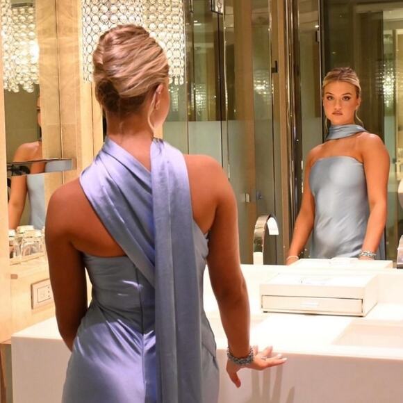 NWT NEW Misha Lilia Sash Neck Maxi Dress in Cerulean Blue - Picture 5 of 13